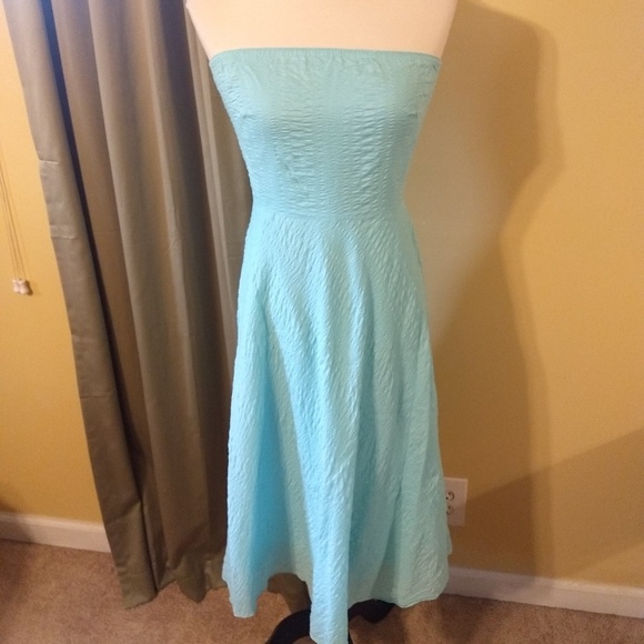 J. Crew sea spray strapless dress sz 4 *D1 - Picture 2 of 6